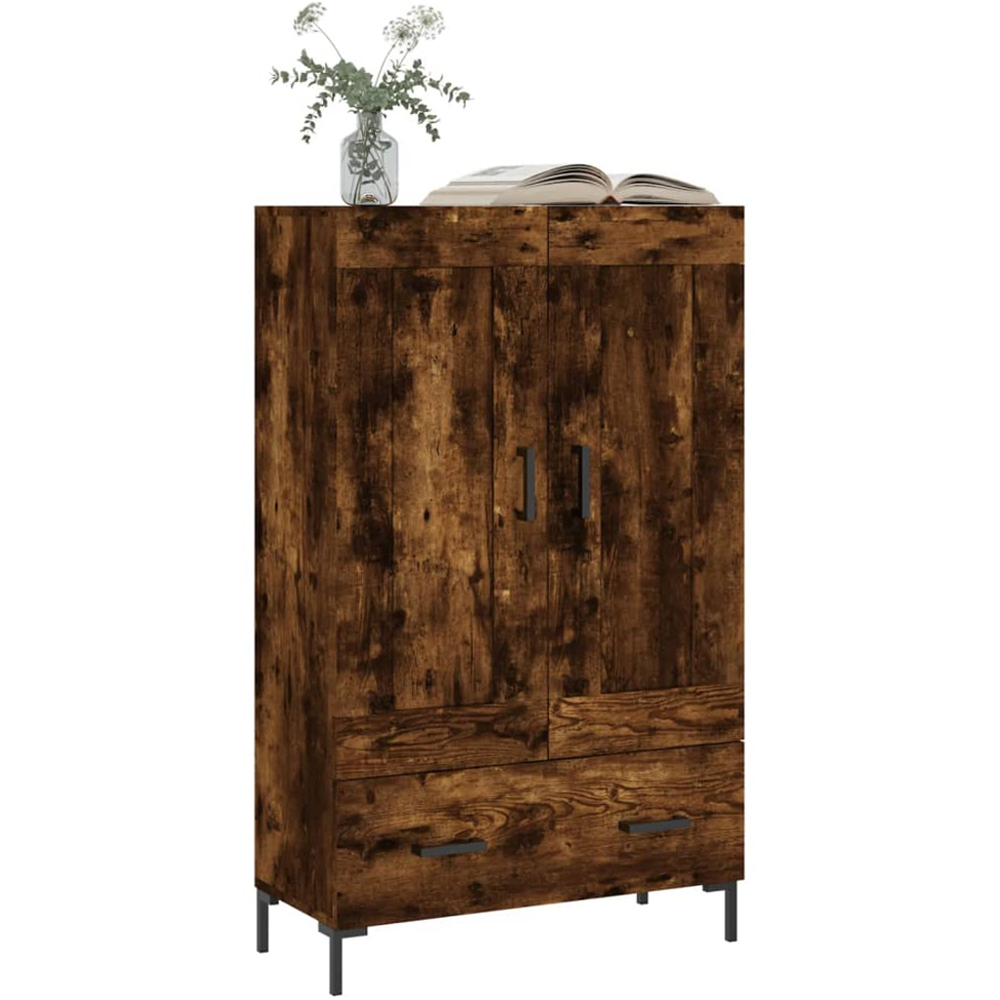 vidaXL 2 Door Single Drawer 2 Shelf Smoked Oak Highboard Image 3