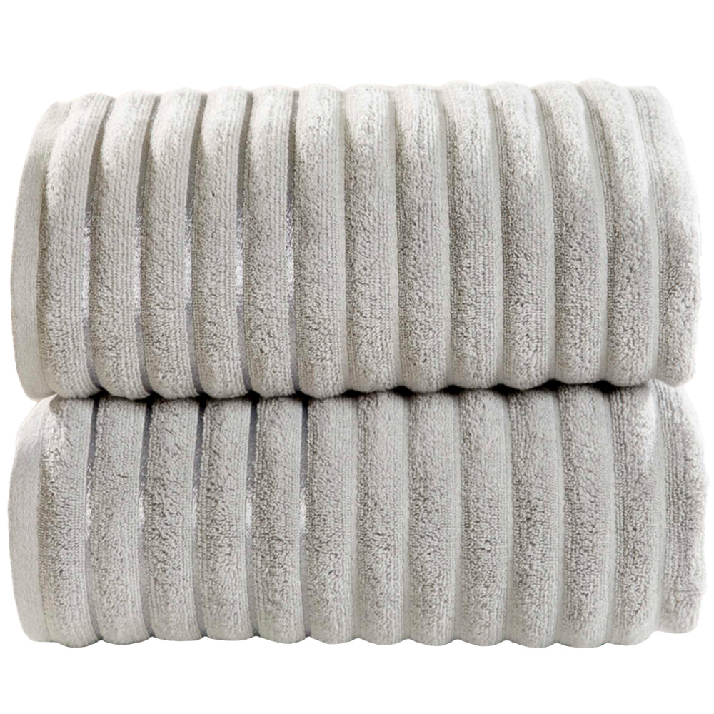 Rapport Home Silver Ribbed Cotton Bath Sheet Image 1