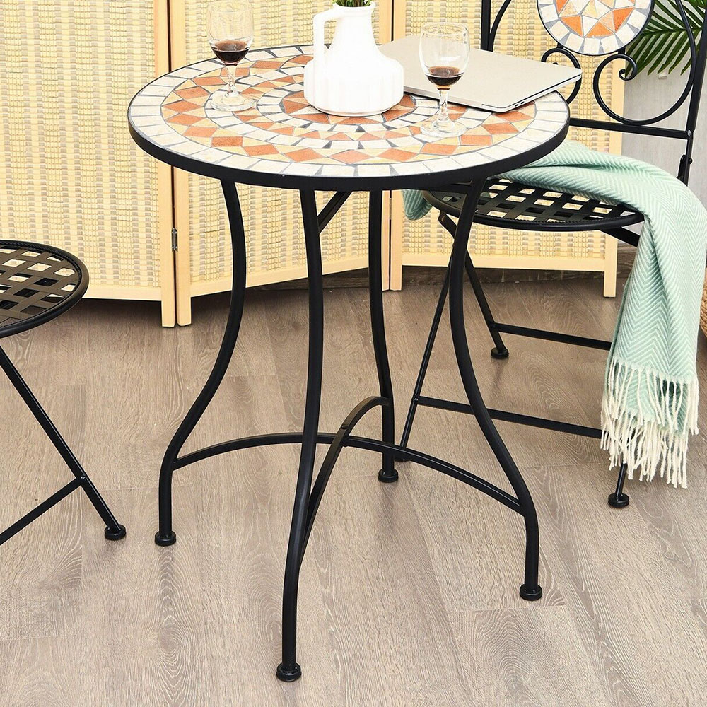 Costway Mosaic Round Coffee Table Image 1