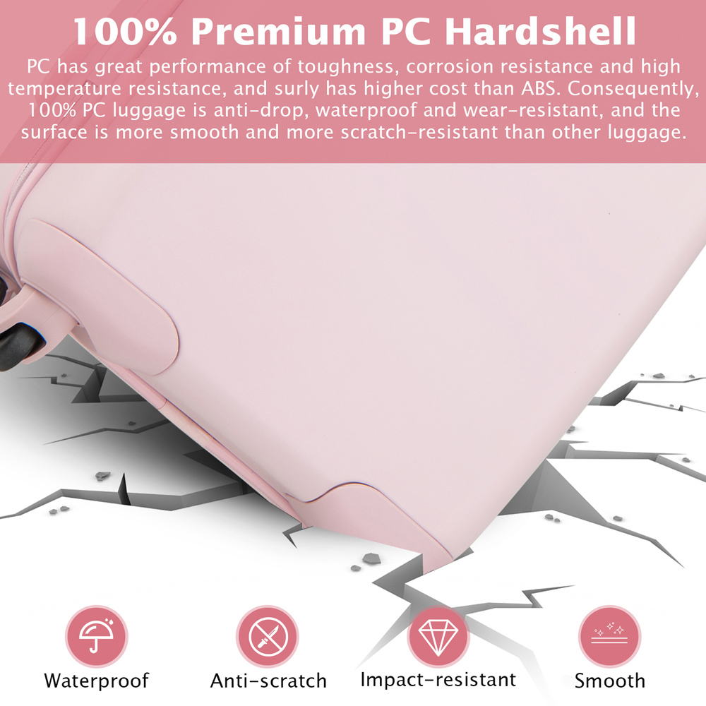 Costway Pink Hardside Suitcase Luggage with Wheels Image 5