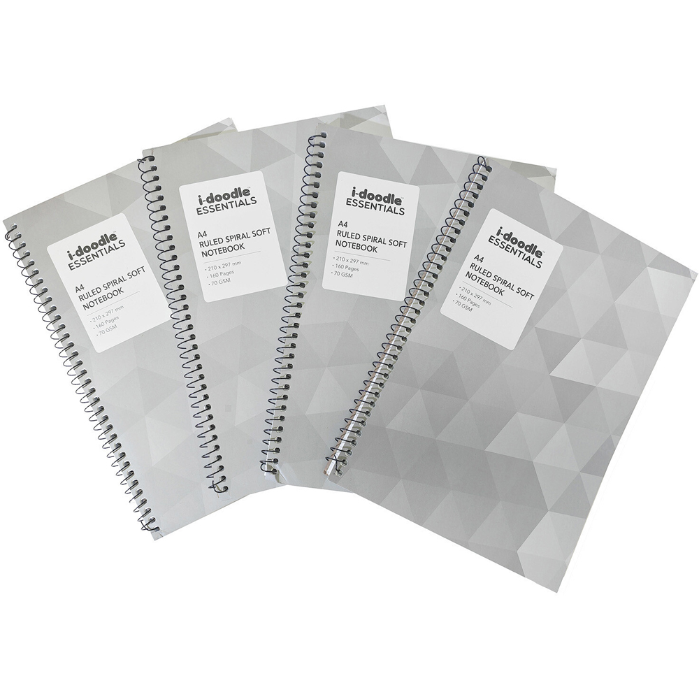Pack of 5 Ruled Spiral Soft Cover Notebooks Grey Image 5