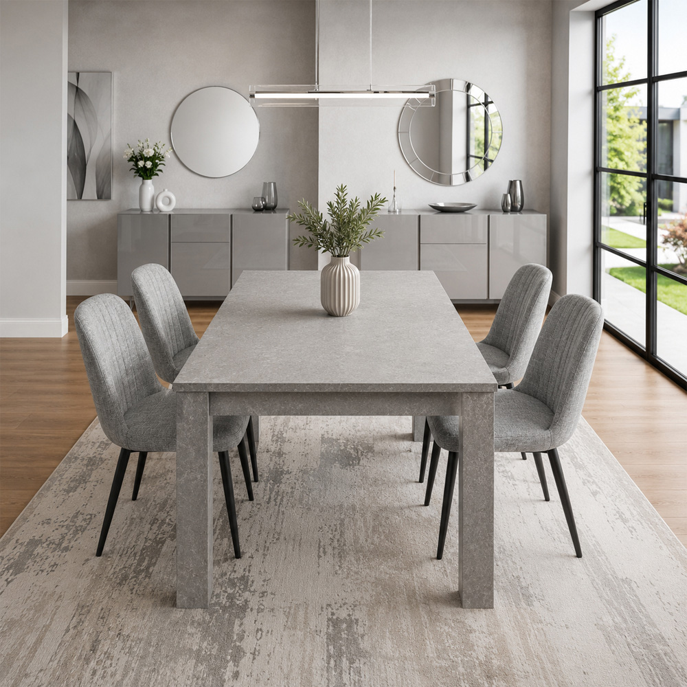 Kosy Koala 4 Seater Wooden Effect Dining Set Grey and Stone Grey Image 6