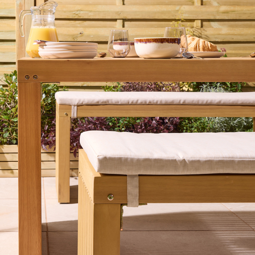 Rowlinson Kyoto 4 Seater Natural Dining Bench Set with Cushions Image 9