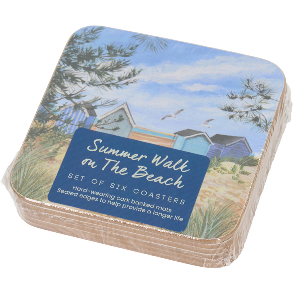 Pack of 6 Summer Walk On The Beach Coasters Image 2