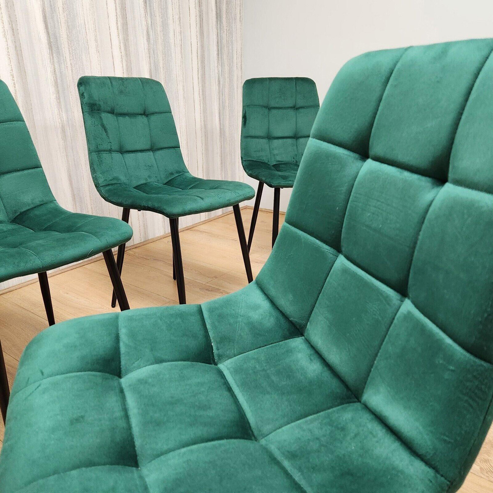 Kosy Koala 6 Seater Wooden Effect Velvet Dining Set with Bench Green Image 7
