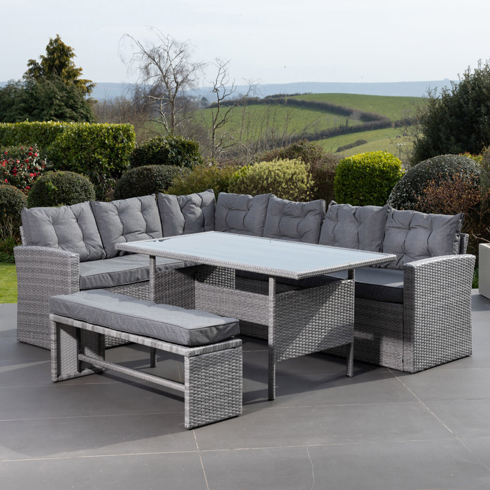 Artemis Piana 9 Seater Grey Rattan Corner Sofa with Bench Image 8