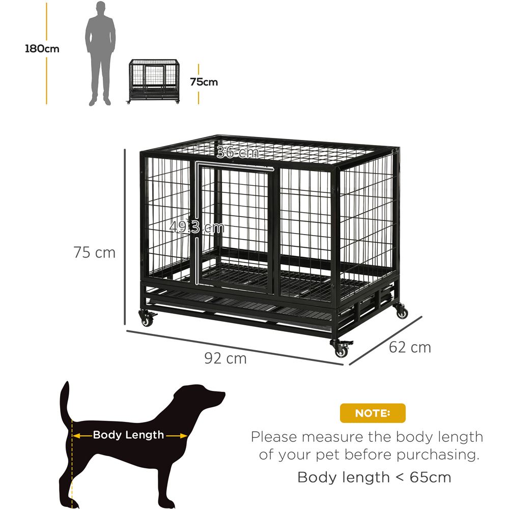 PawHut Black Metal Medium Dog Pet Crate Image 6