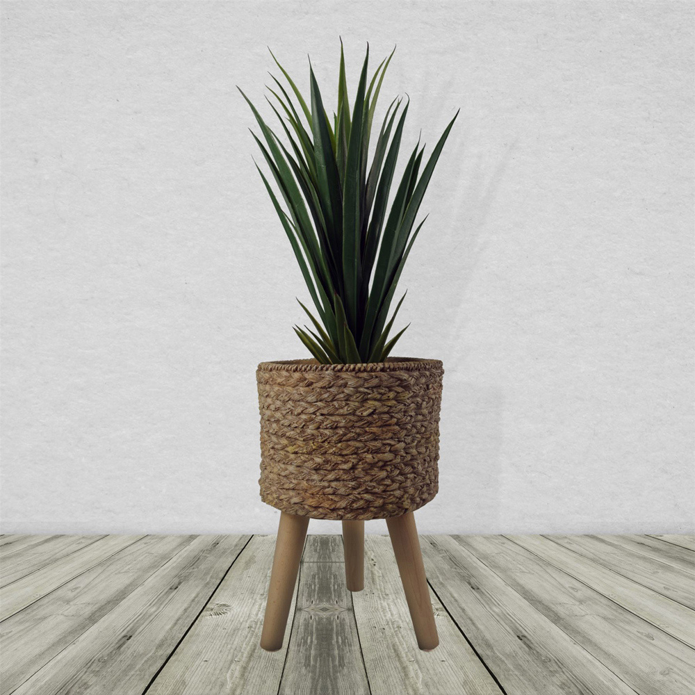 Leaf Woven Effect Composite Style Planter with Stand Image 2