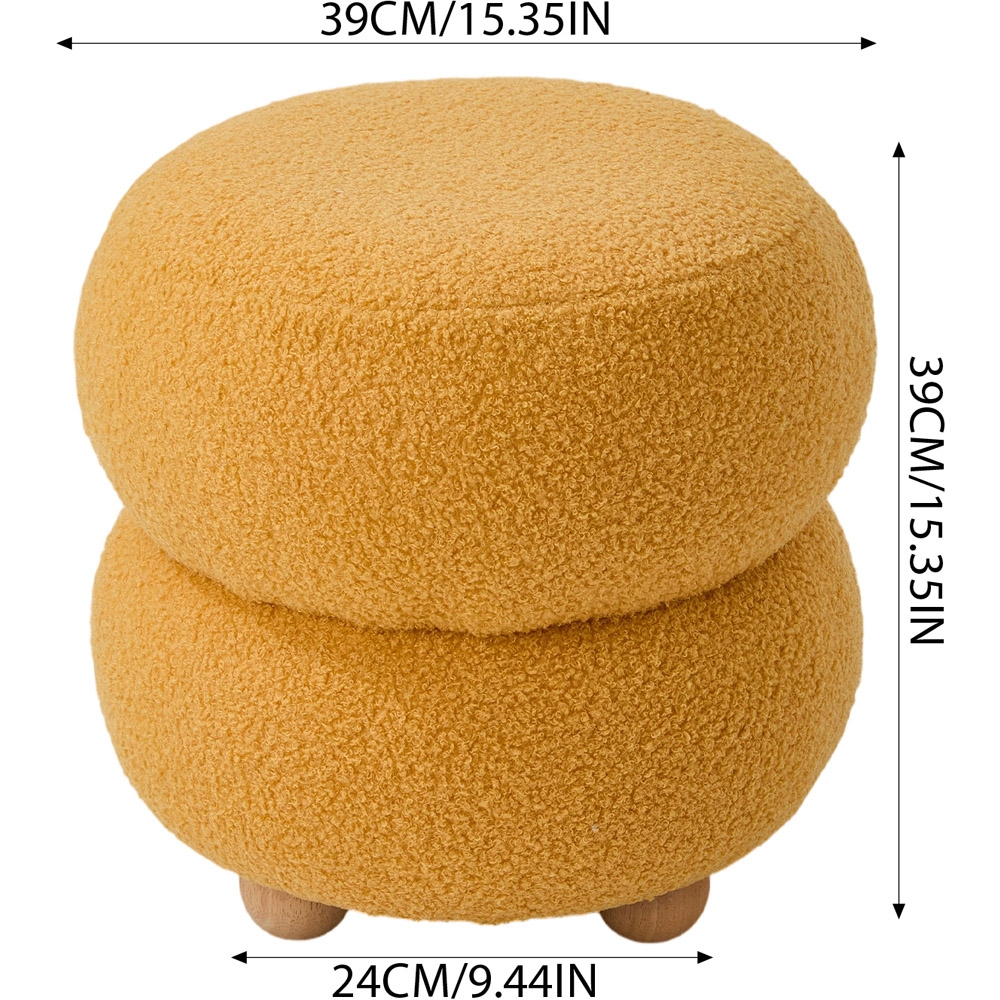 Living and Home Yellow Teddy Fleece Double Layer Round Footstool Image 9