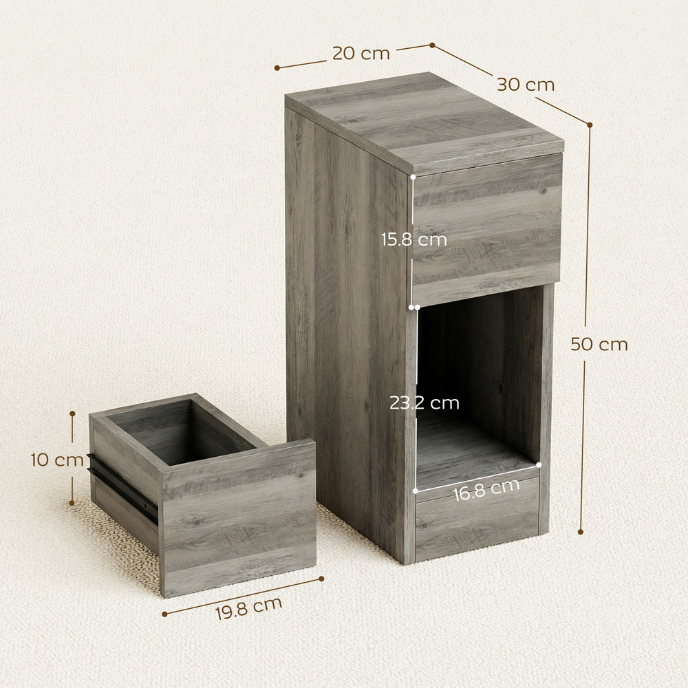 Portland Grey Narrow Bedside Table Set of 2 Image 9
