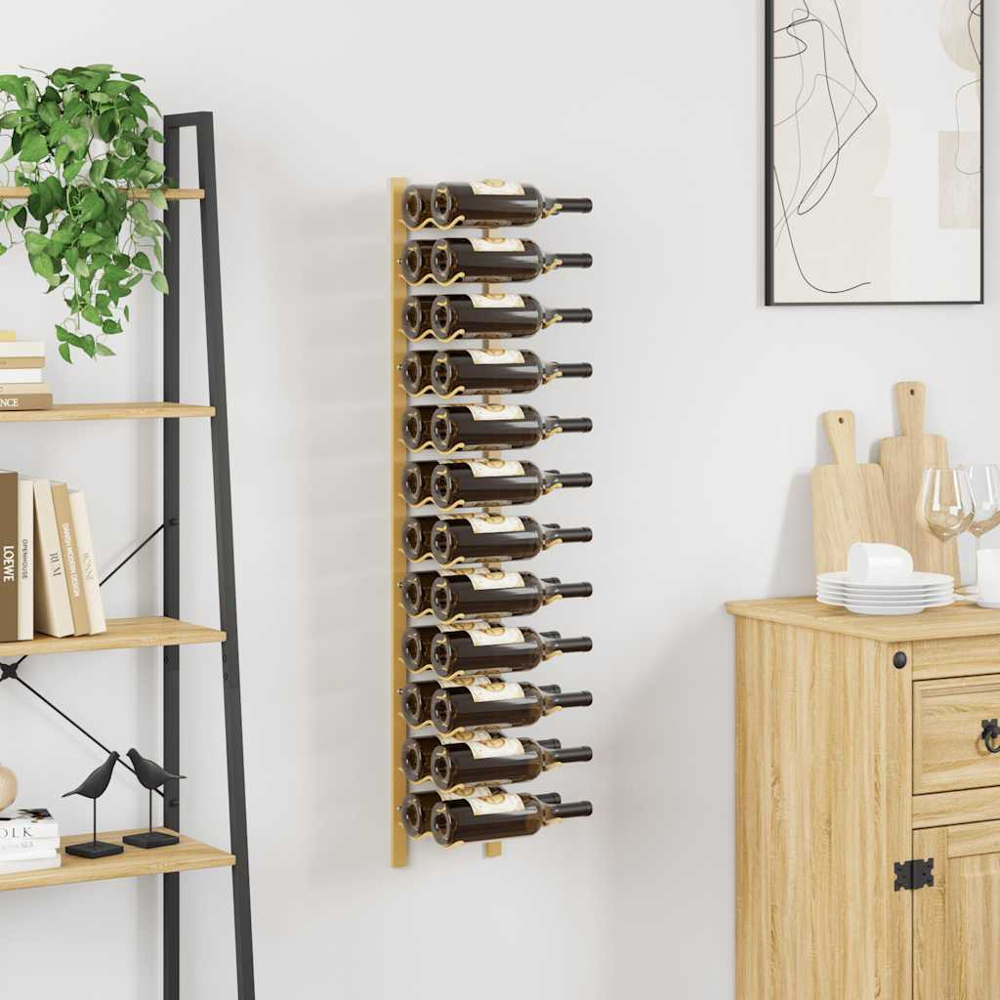 vidaXL 24 Bottle Gold Wall Mounted Wine Rack Image 2