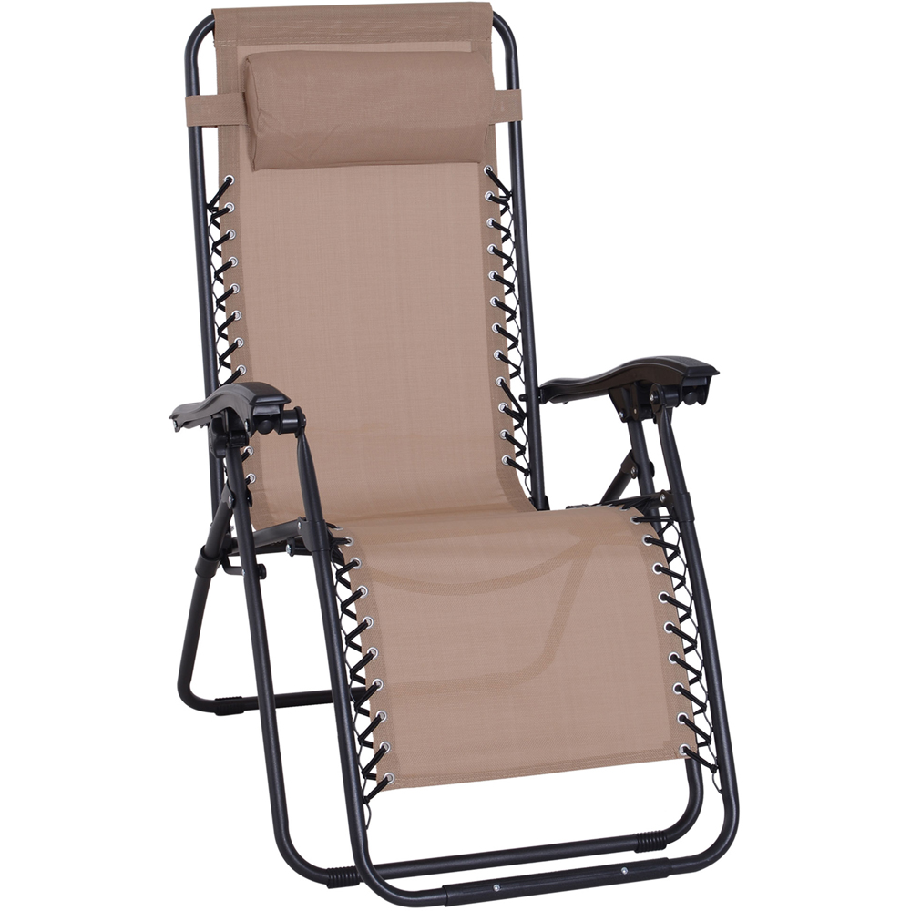Outsunny Beige Zero Gravity Folding Recliner Chair Image 2