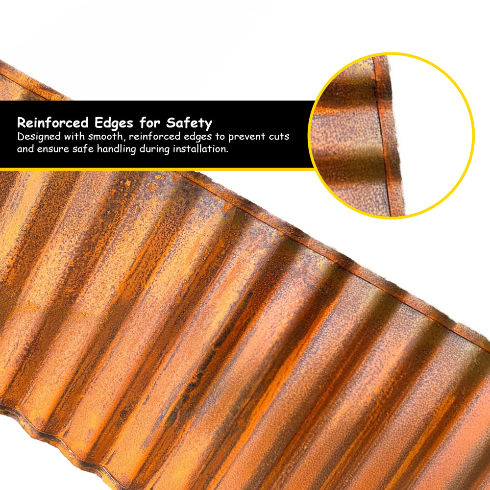 Nicoman Pre Rust Corrugated Metal Lawn Edging Garden Border Roll 5m Image 4
