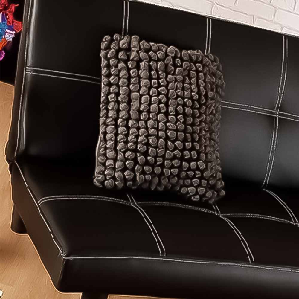 Brooklyn Single Black Faux Leather Sofa Bed Image 2