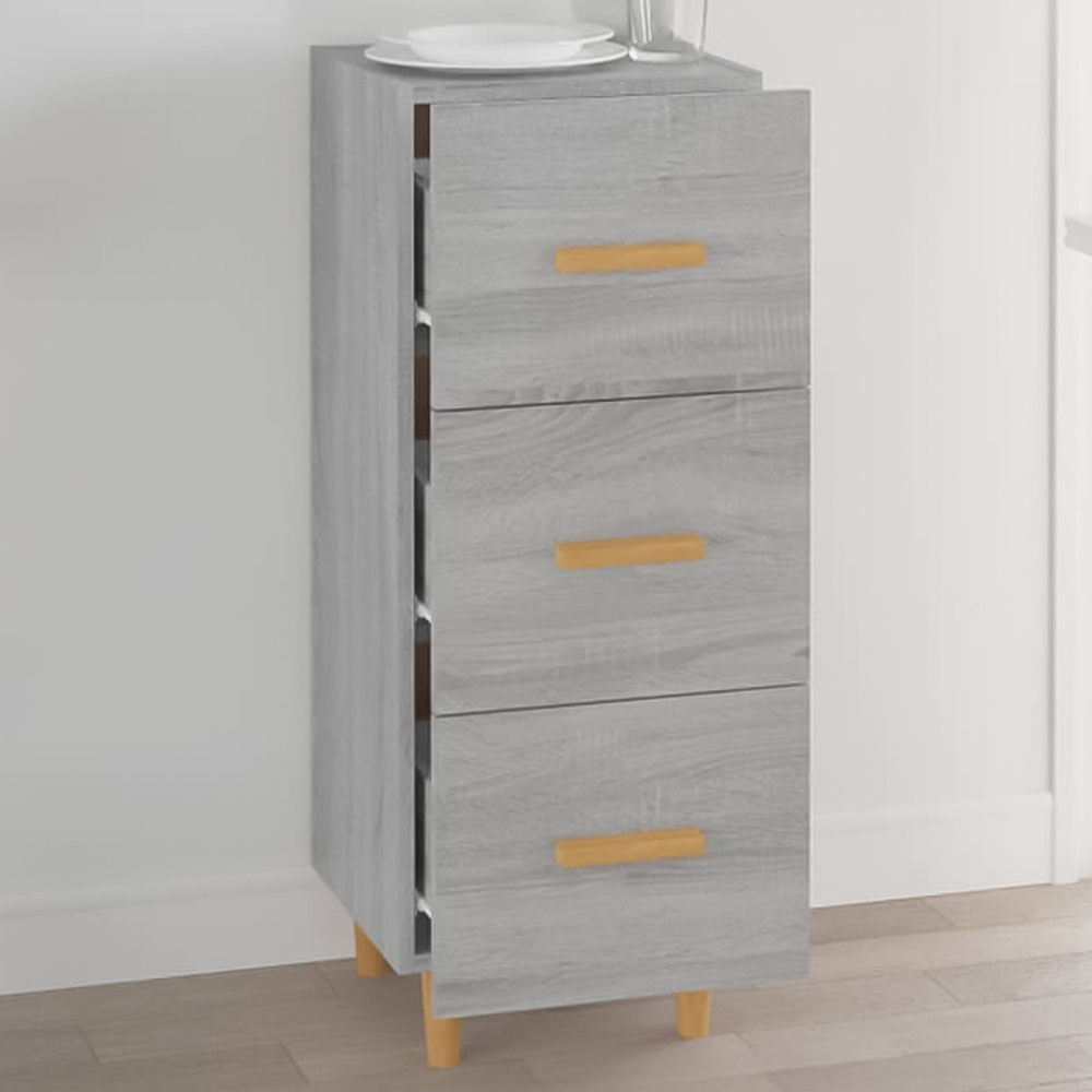 vidaXL 3 Drawer Grey Sonoma Wooden Sideboard Image 1