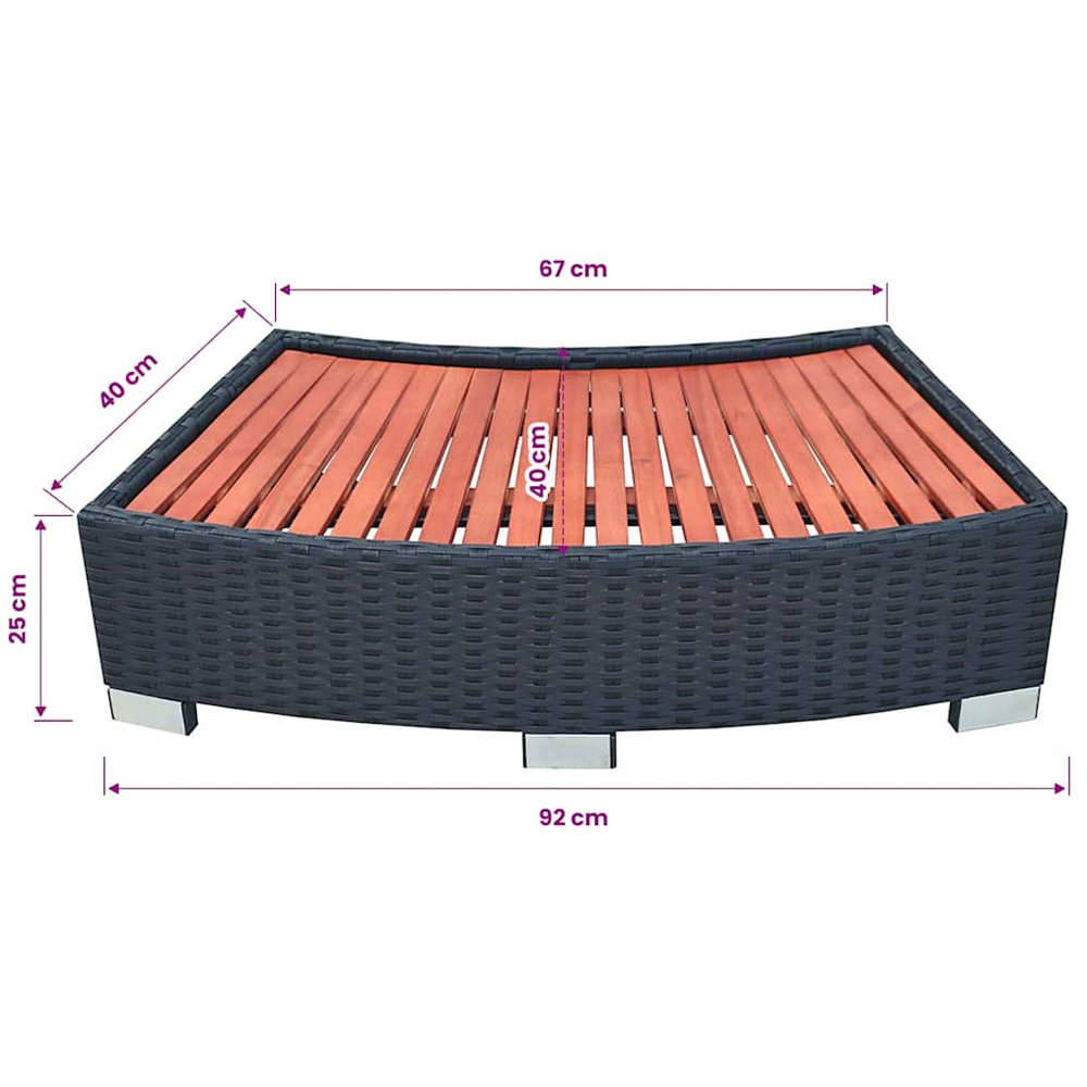Walplus Large Black PE Rattan Rectangular Spa Step Image 7