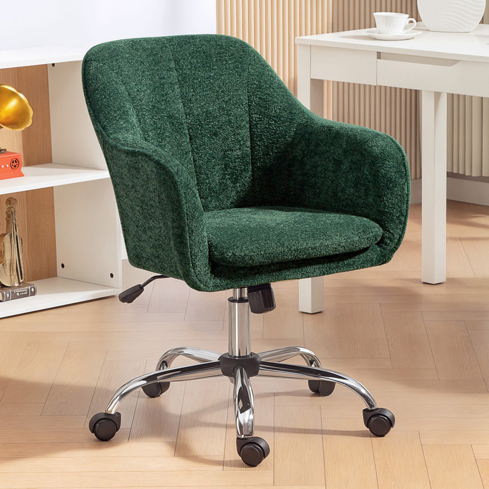 Portland Green Snow Flannel Height Adjustable Swivel Tub Chair Image 1