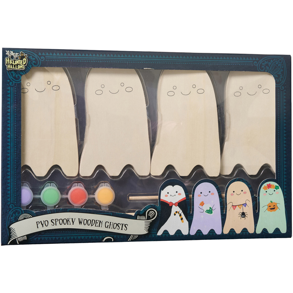 Paint Your Own Spooky Wooden Ghosts Kit Image 1