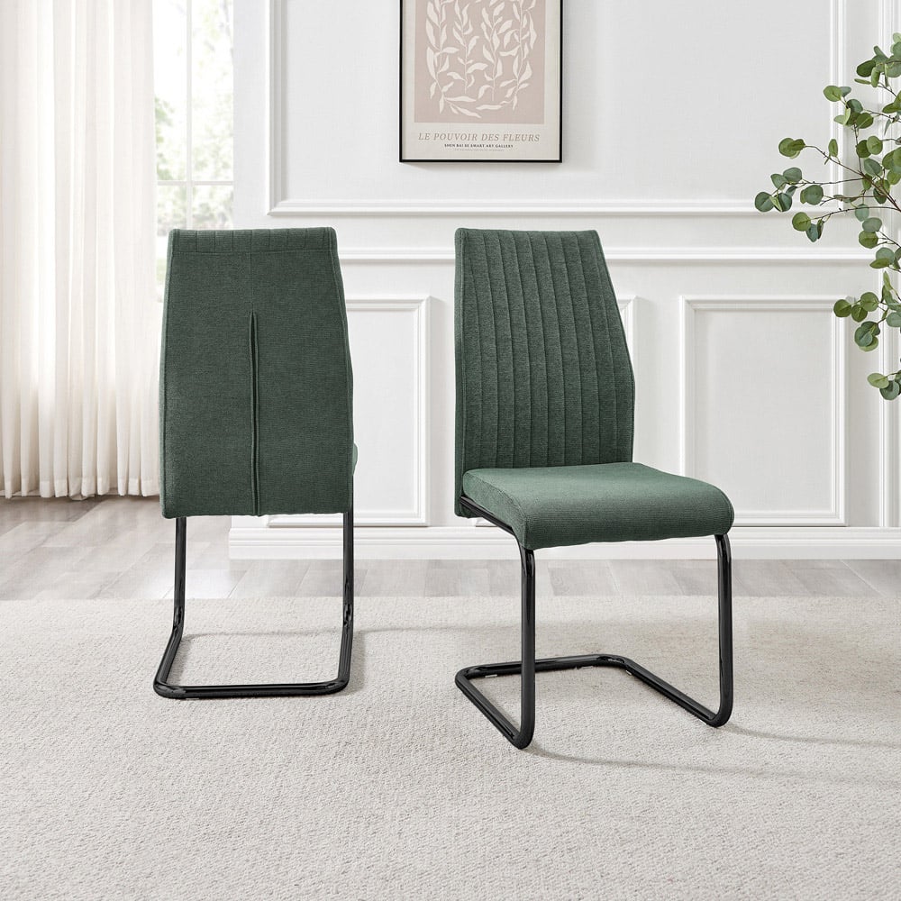 Furniturebox Fontana Set of 2 Green and Black Dining Chair Image 7