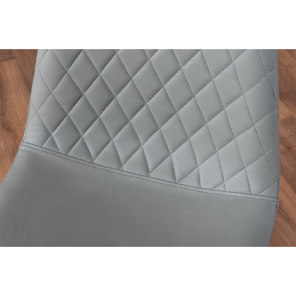 Furniturebox Solara Set of 2 Elephant Grey and Black Faux Leather Dining Chair Image 4