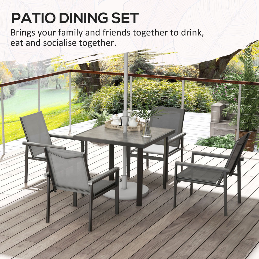 Outsunny 4 Seater Steel Sqaure Garden Dining Set Grey Image 6