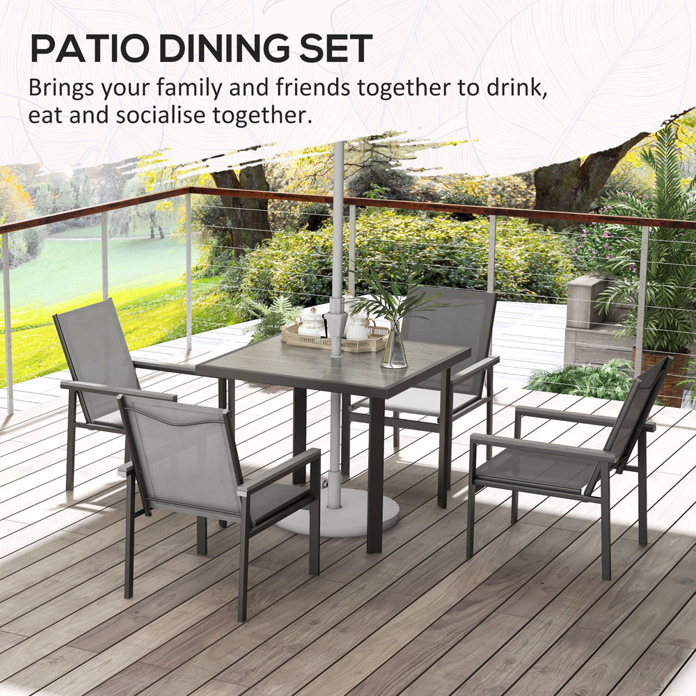 Outsunny Steel 4 Seater Square Garden Dining Set Grey Image 6
