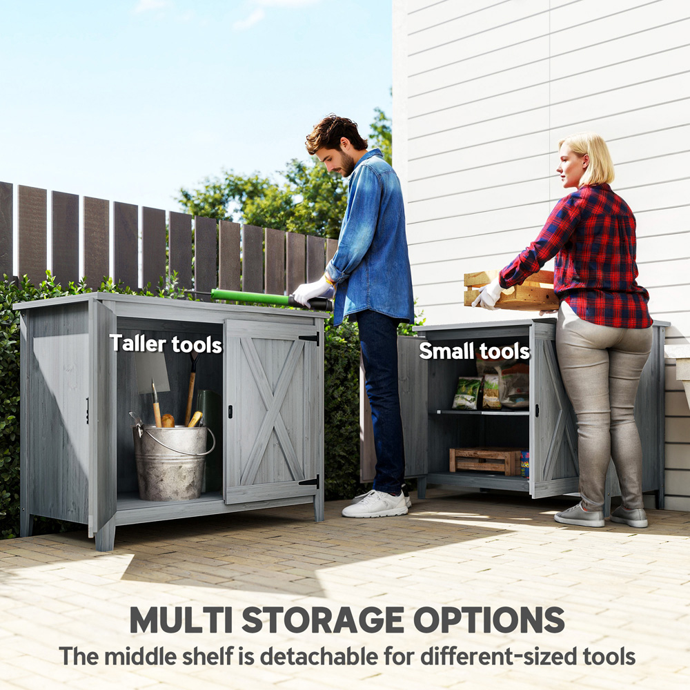 Outsunny 3.6 x 2.9ft Light Grey Wooden Tool Storage Shed Image 8