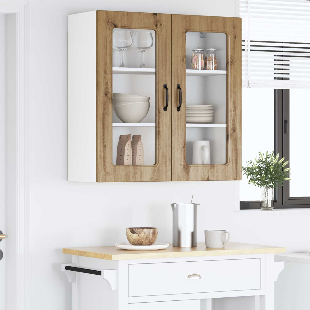 vidaXL 2 Glass Door Artisan Oak Kitchen Wall Cabinet Image 9