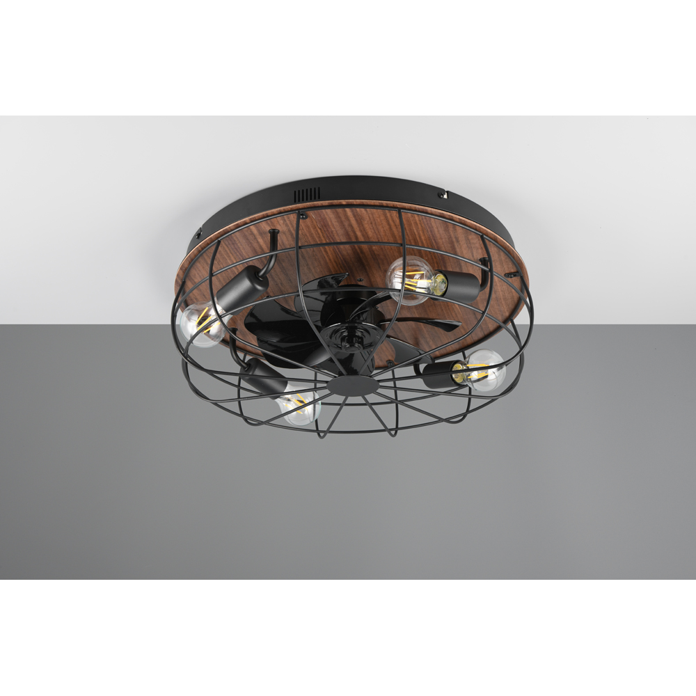 TRIO Trondheim Matt Black Ceiling Light with Fan Image 6