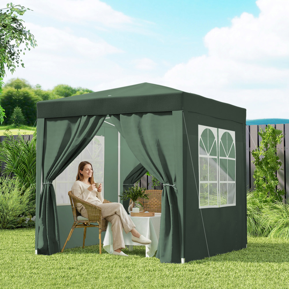 Outsunny 2 x 2m Green Marquee Pop Up Gazebo Party Tent Image 4