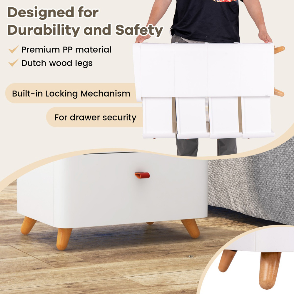 Costway 4 Drawer White Storage Cabinet with Removable Organizer Tray Image 5