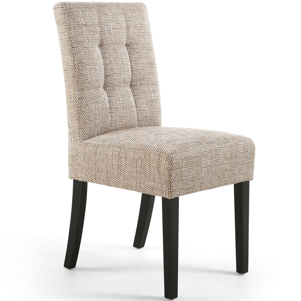 Portland Harlow Oatmeal Tweed Black Legs Waffle Back Dining Chair Image 2