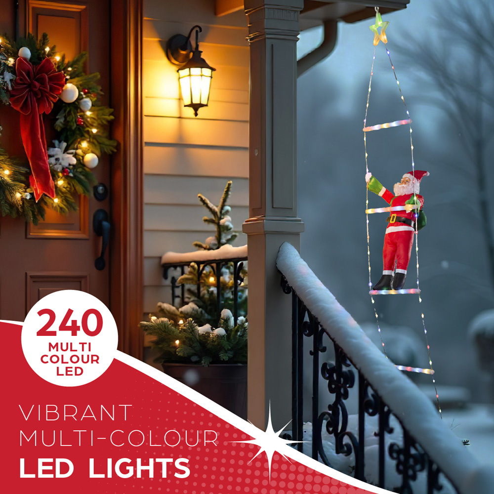 The Christmas Workshop 240 Multicolour LED Santa Climbing Ladder Decoration 9.8ft Image 5