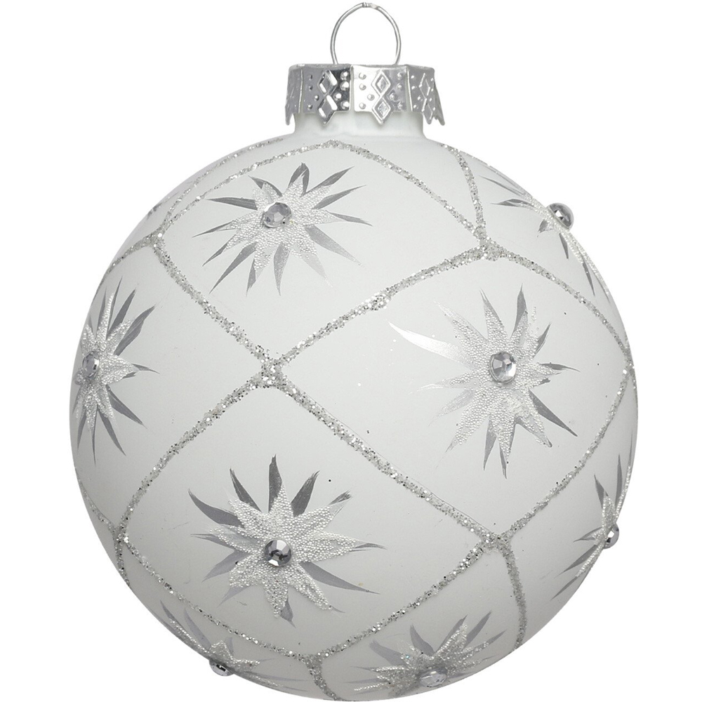 Single Midnight Fantasy Matte White Glitter Bauble in Assorted styles Image 2