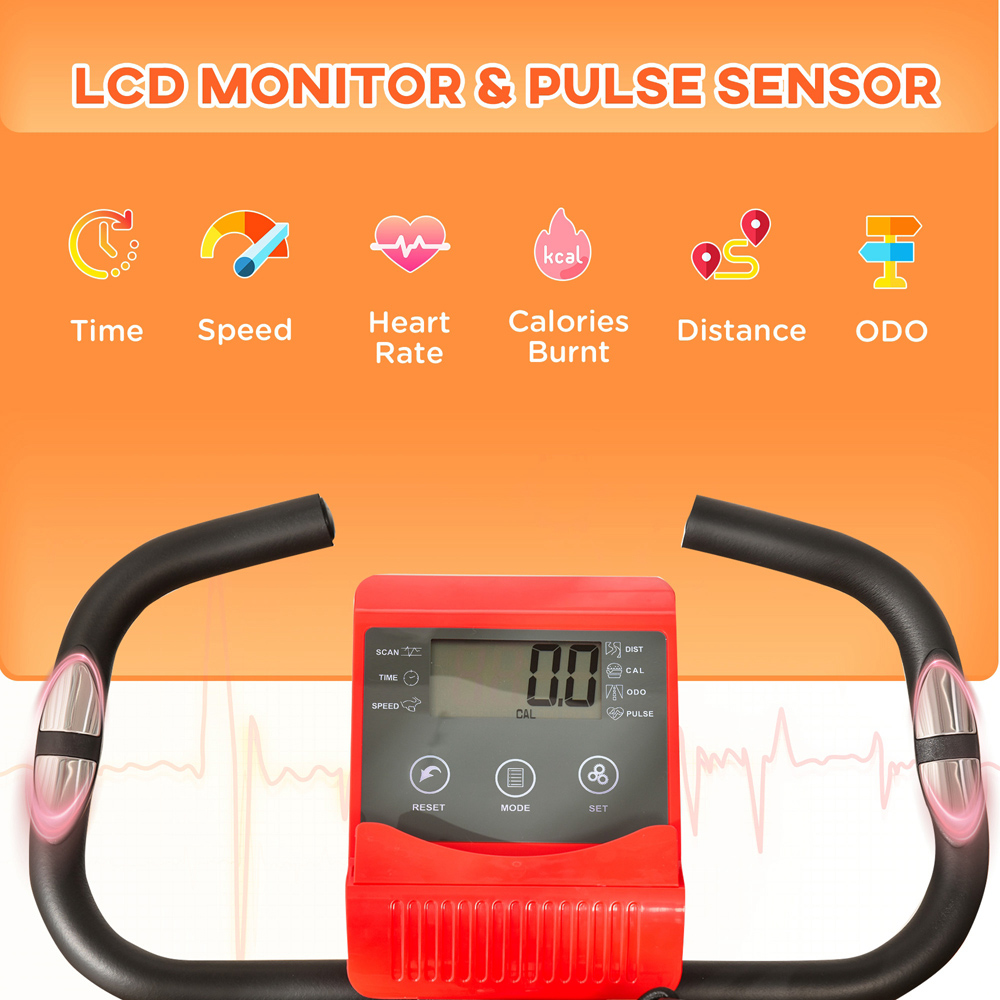 HOMCOM 2 in 1 Red Magnetic Resistance Folding Exercise Bike Image 4