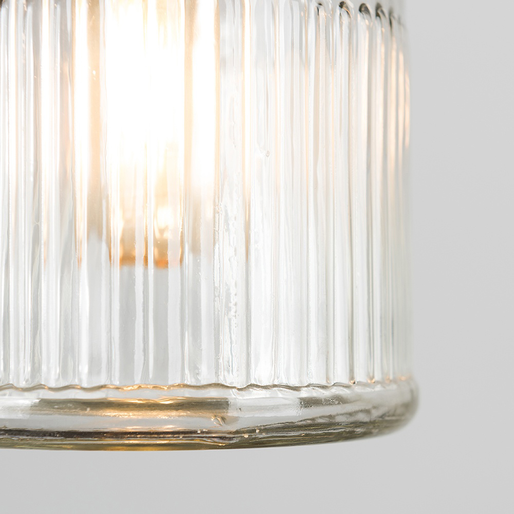 ValueLights Black Ribbed Glass Jar Ceiling Pendant Shade Image 5