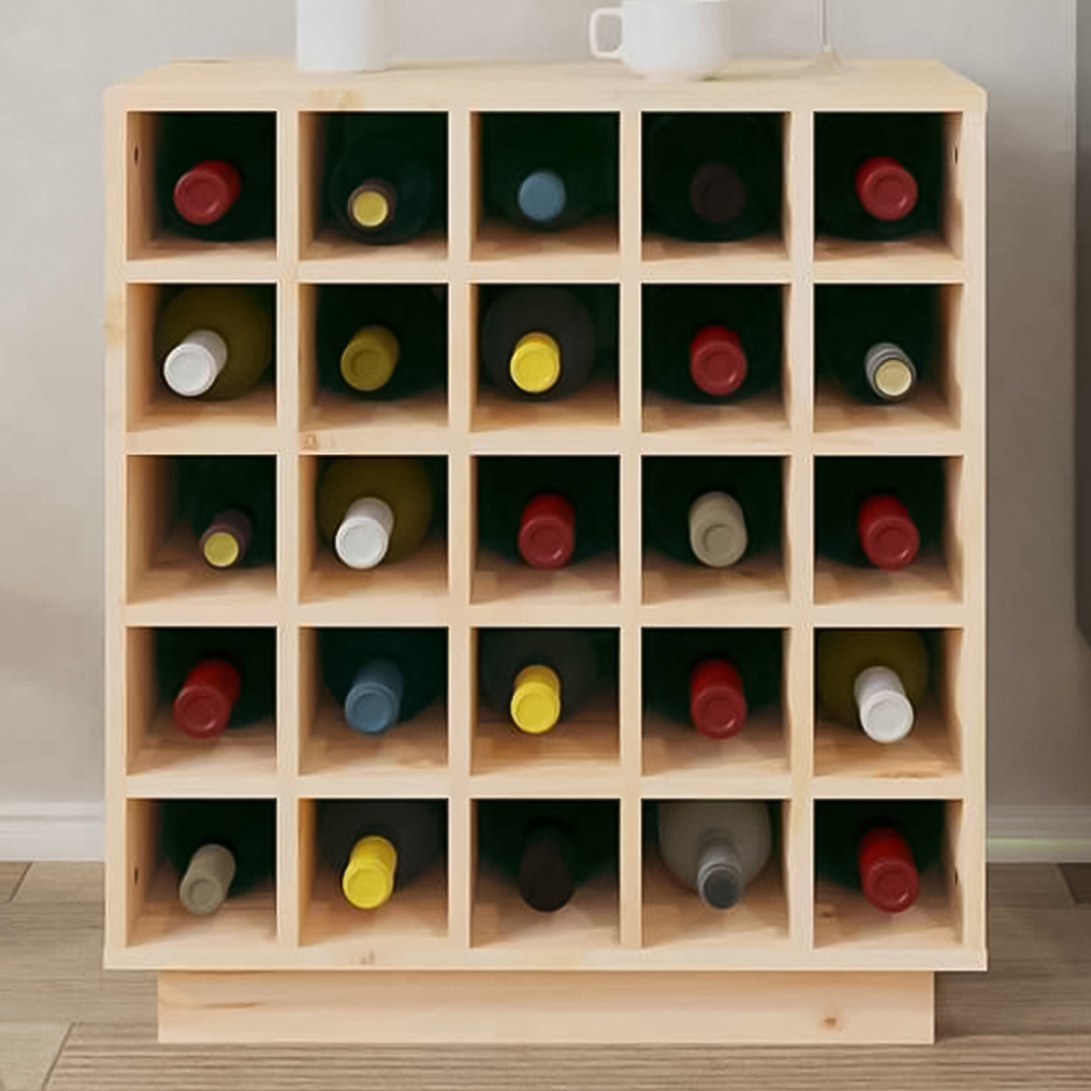 vidaXL 25 Bottle Natural Brown Freestanding Wine Cabinet Image 1