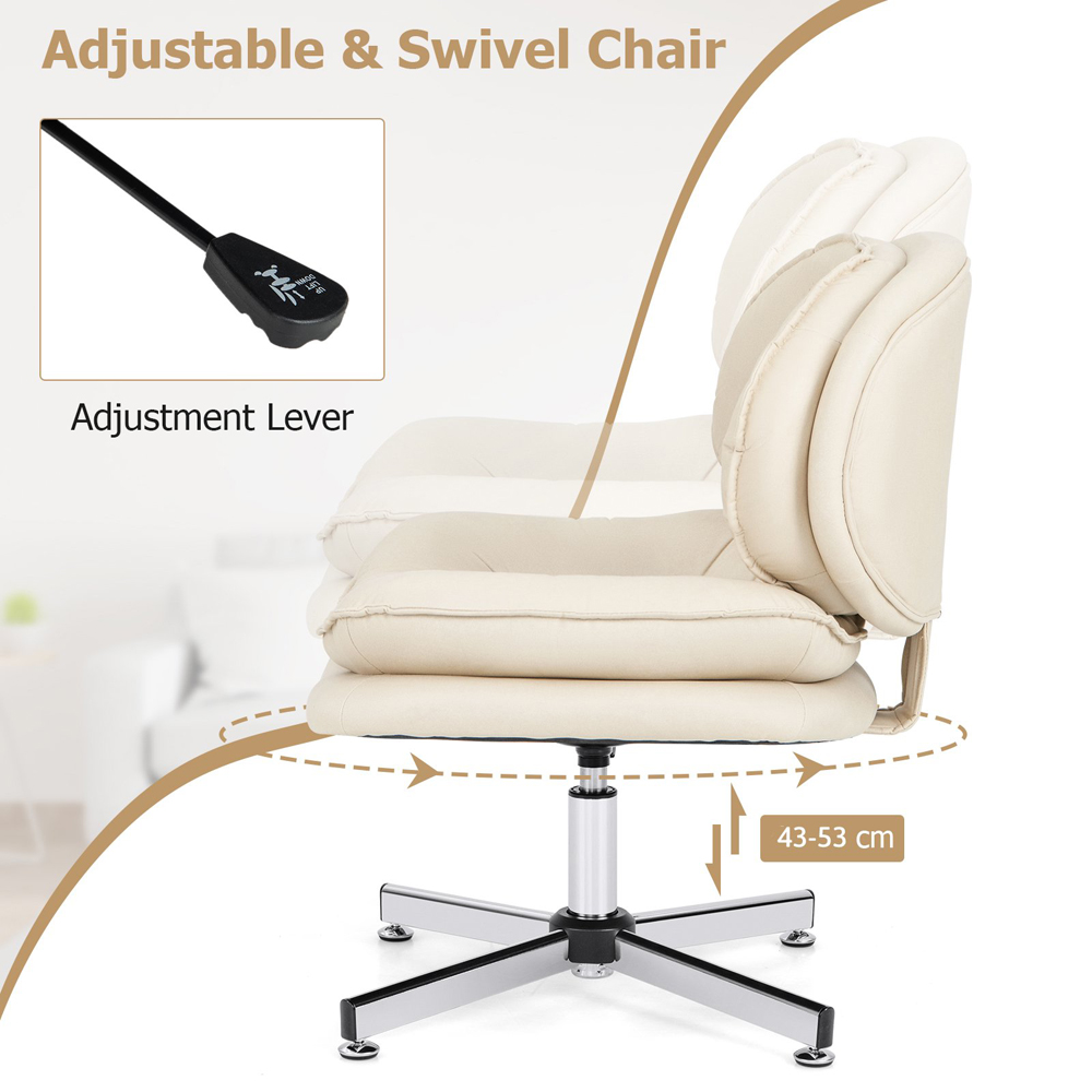 Costway Beige Padded Office Chair Image 8