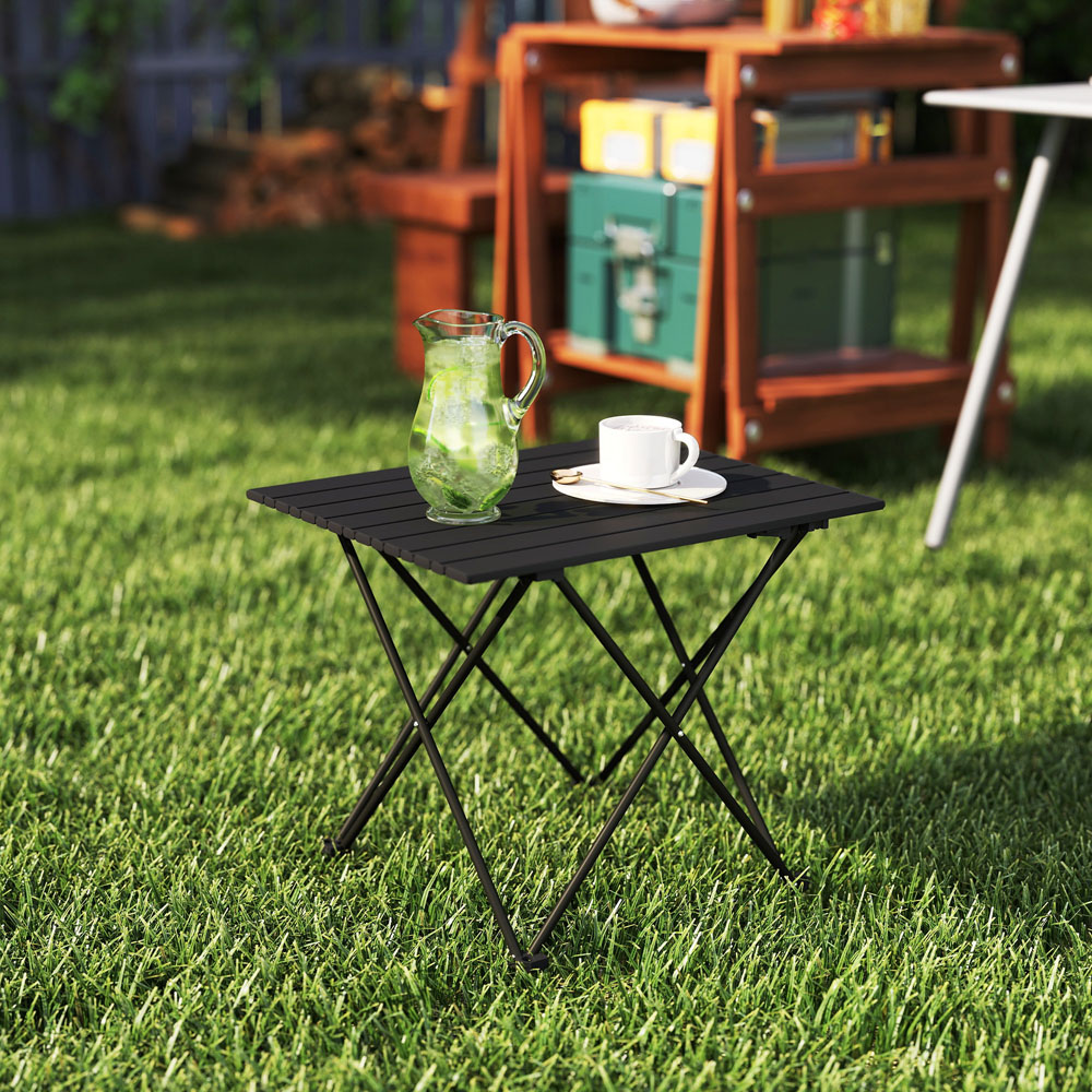 Outsunny 2ft Black Foldable Camping Table with Bag Image 2