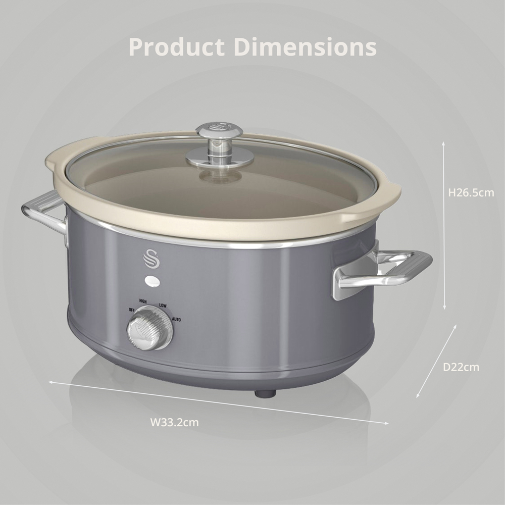 Swan SF17021GRN Retro Grey 3.5L Slow Cooker Image 8