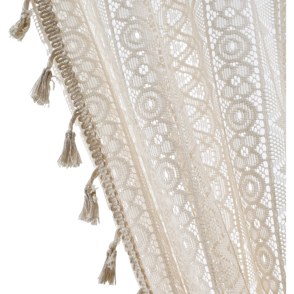 Living and Home 2-Piece Beige Lace Curtain Set 147 x 243.5cm Image 3