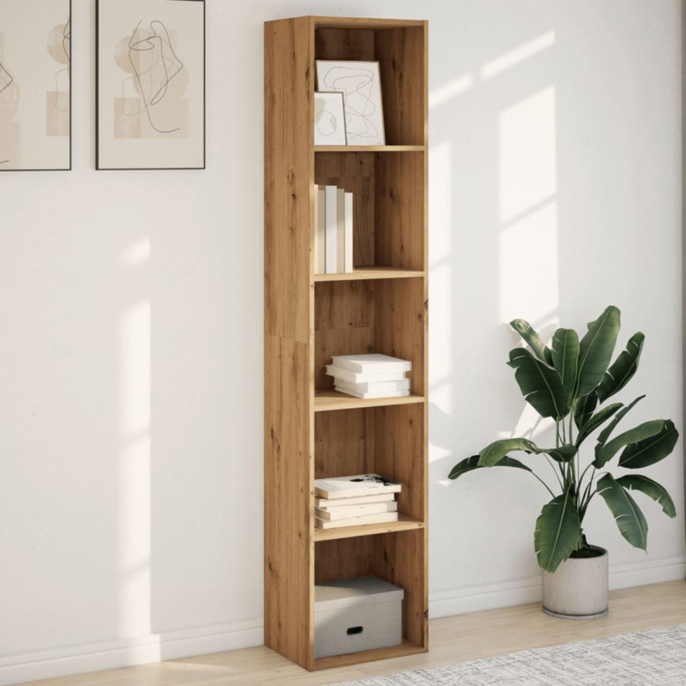 vidaXL 5 Shelf Artisan Oak Bookcase Image 1