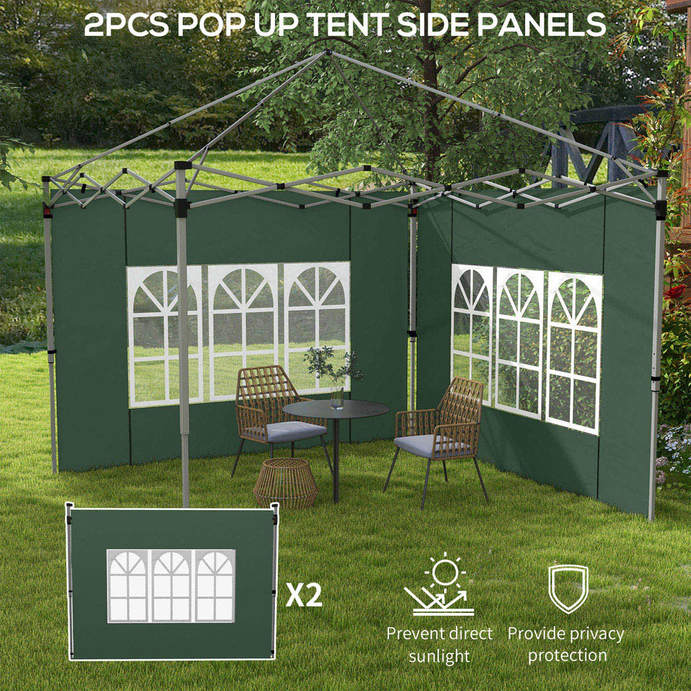 Outsunny Green Gazebo Side Panels with Window 2 Pack Image 4