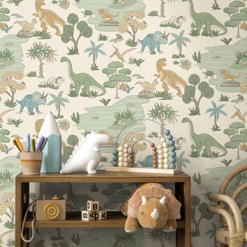 Holden Decor Dino Zoo Cream Multicolour Wallpaper Image 3