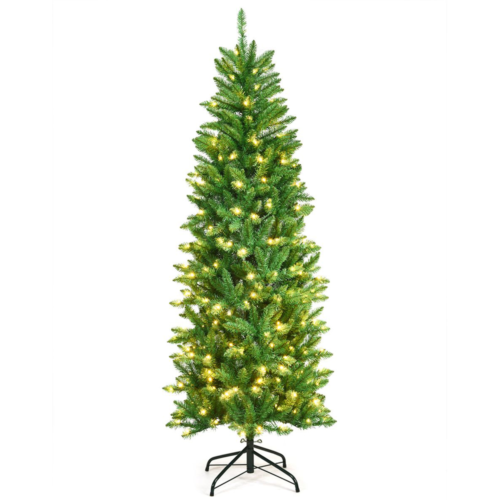 Costway Pre Lit Warm White LED Artificial Pencil Christmas Tree 6ft Image 4