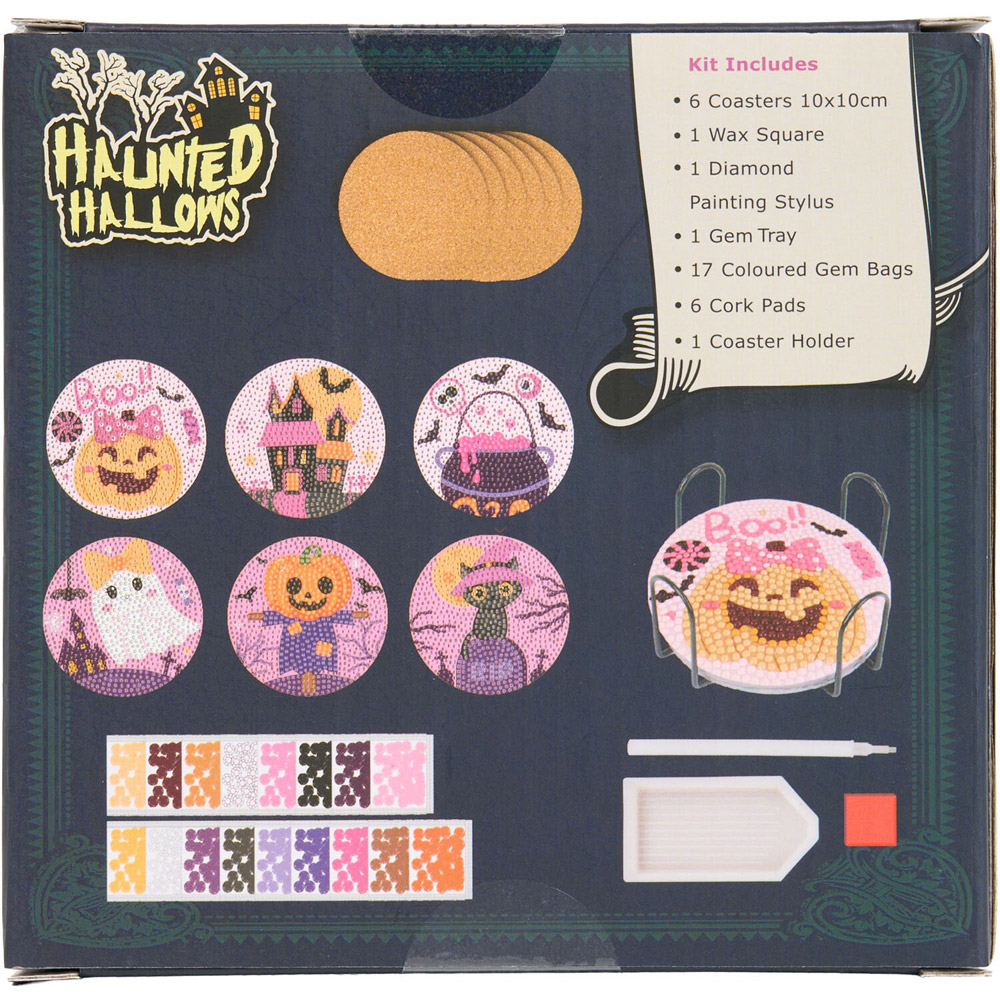 Pack of 6 Spooky Cute Diamond Art Coasters Image 3