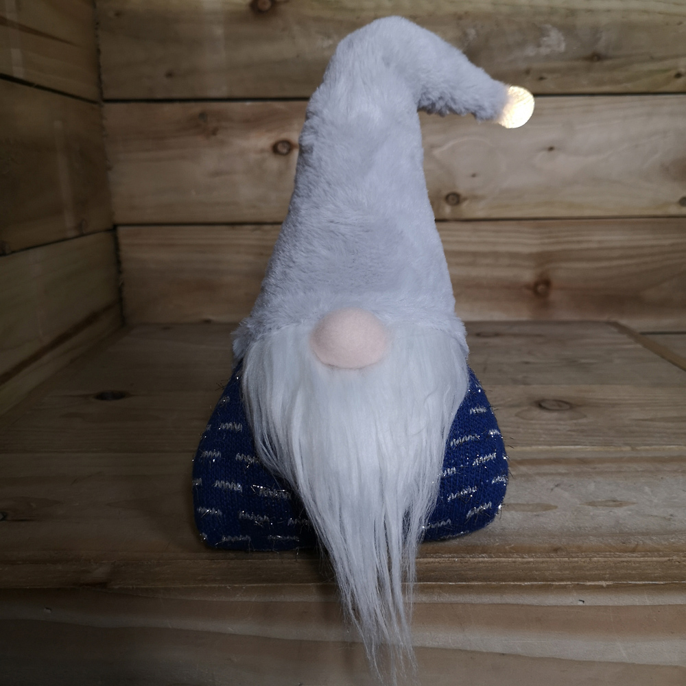 Samuel Alexander Blue and Grey Light Up Christmas Sitting Gonk with Hat Image 5