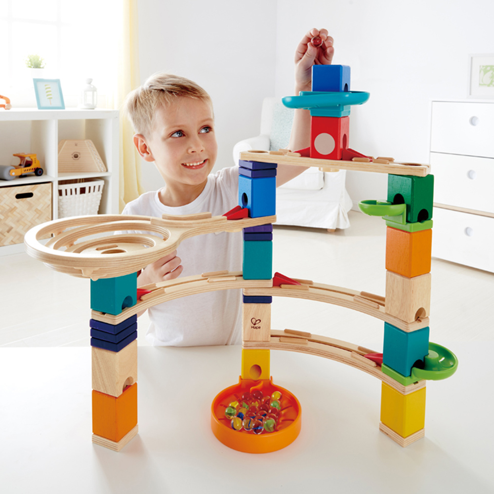 Hape Quadrilla Cliffhanger Wooden Marble Run Blocks Play Set Image 2