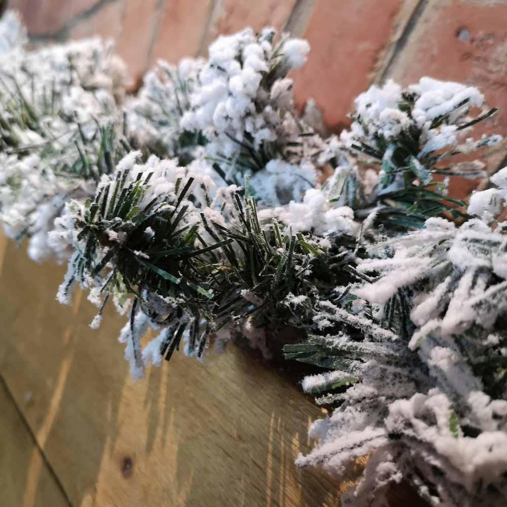 Samuel Alexander Luxury Green Snow Flocked Christmas Garland 270cm Image 3