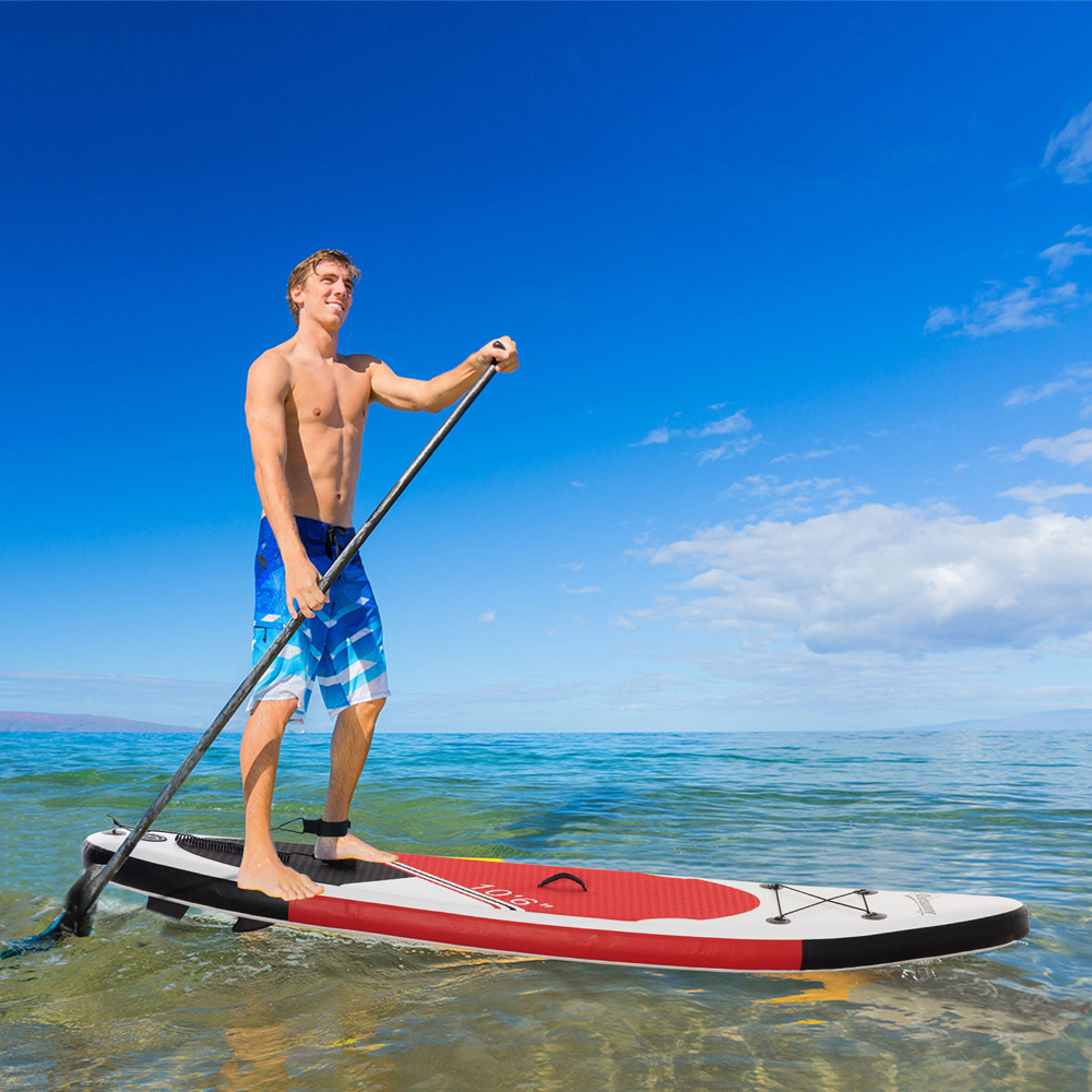 Outsunny White and Red Inflatable Stand Up Paddle Board Set Image 2